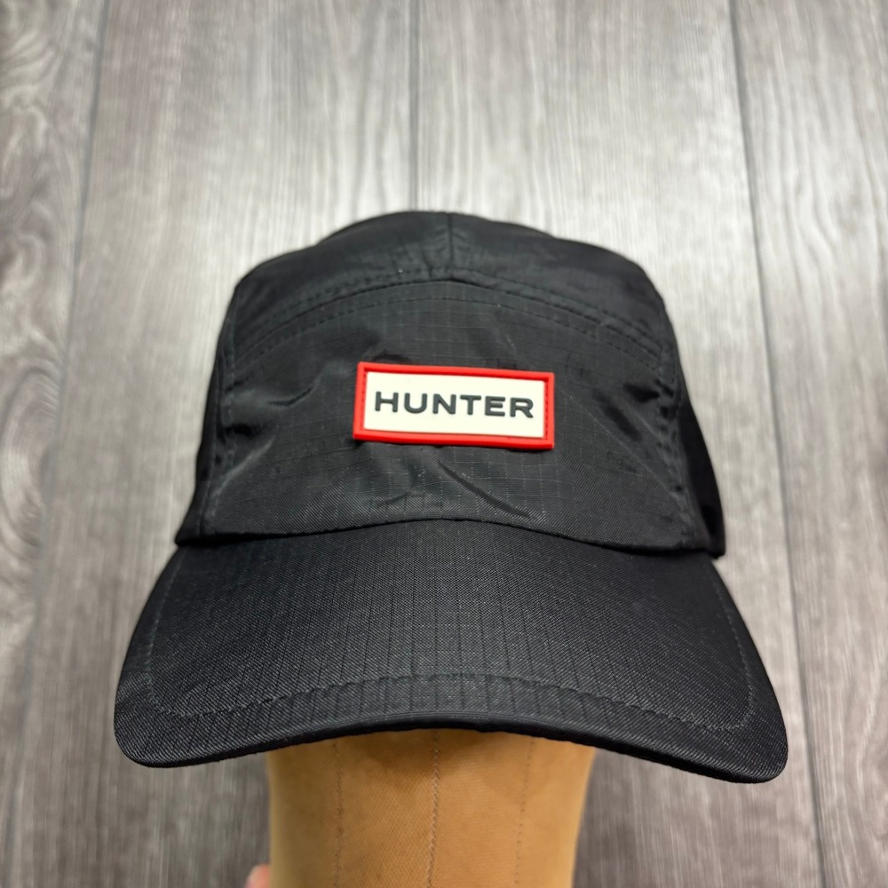 Hunter Original Black Nylon Ripstop 5 Panel Hat Adjustable Bungee Cap HR101140